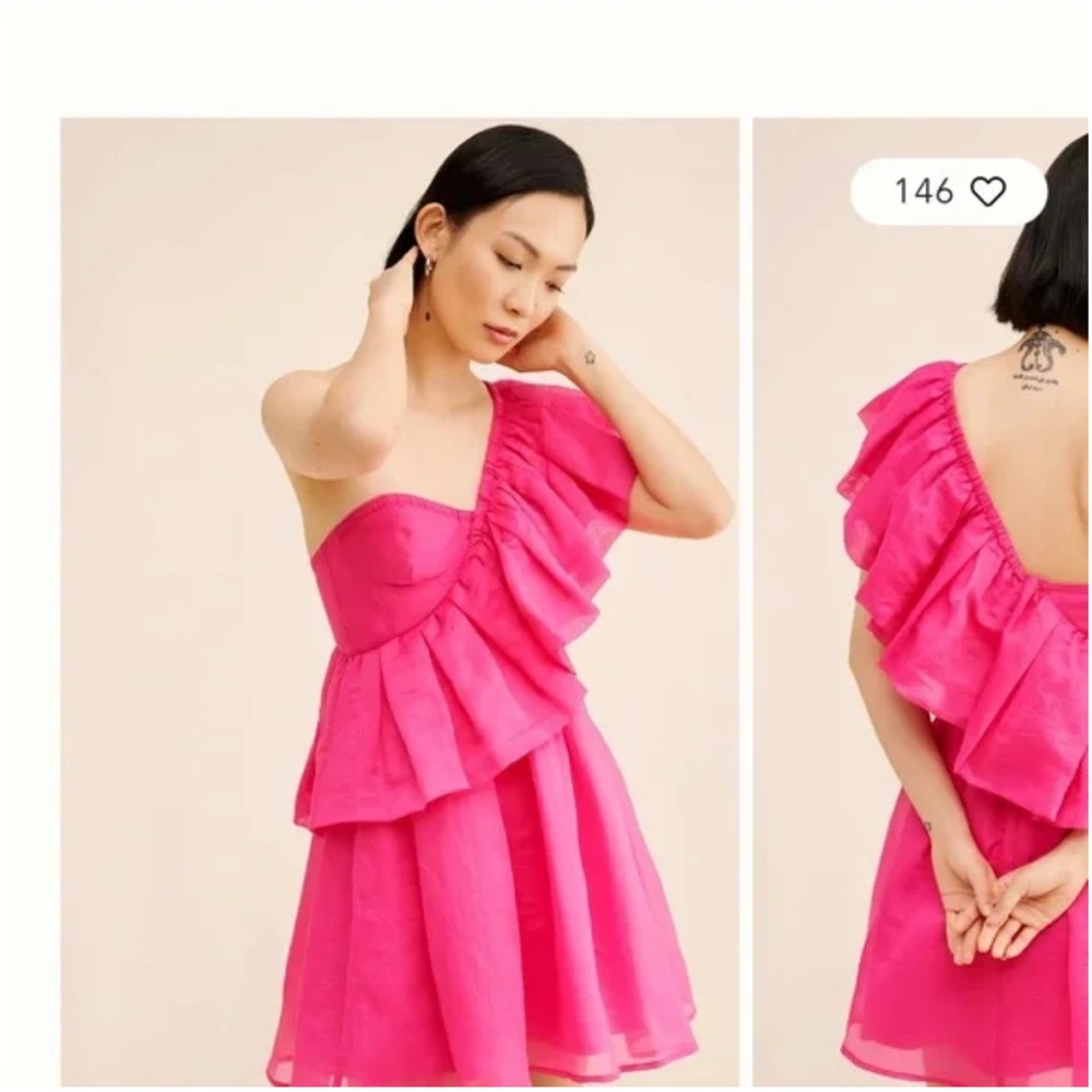 IF BY SEA RUFFLED SASH MINI DRESS  Anthropologie - Picture 3 of 3